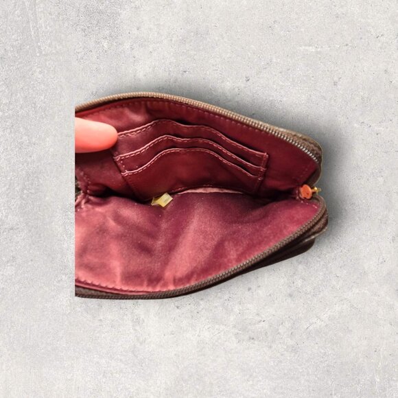 Coach Brown Signature Optic C‎ Double Zip  Wallet Pouch Clutch - Picture 8 of 9